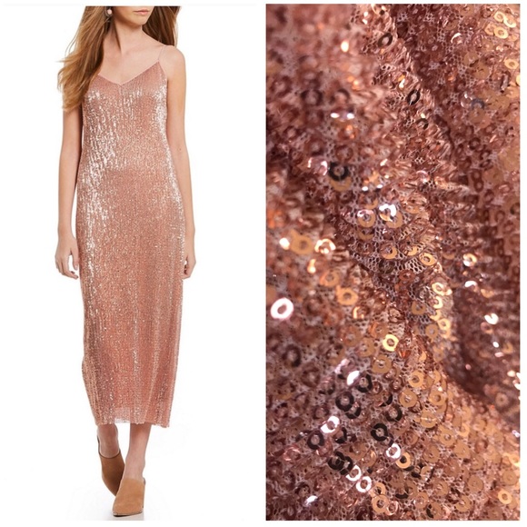 1. State Dresses & Skirts - 1. State Lined Rose Nude Light Pink Sequin Maxi